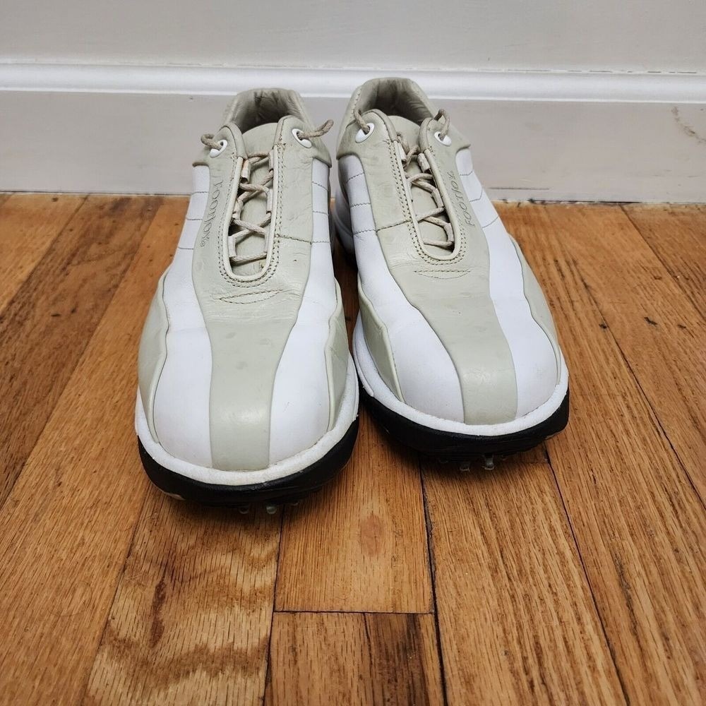 FootJoy Contour Series Womens Size‎  7 M Golf Shoes Oxfords Leather White/Beige - Picture 3 of 15